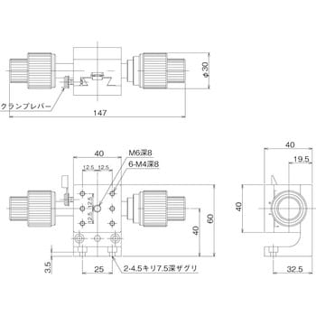 DT Z軸ステージ 40×40(粗微動両ハンドル) 中央精機 Zステージ(手動