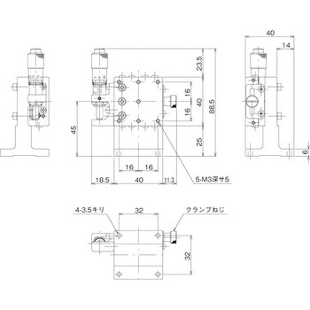 ハイグレードZステージ 40×40(対称型) 中央精機 Zステージ(手動