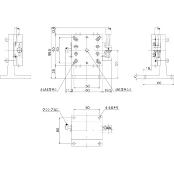 ハイグレードアルミZステージ 60×60(標準型) 中央精機 Zステージ(手動