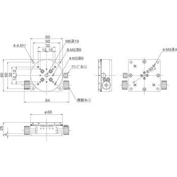 RS-627 ギヤー式回転スリムステージ Φ60 中央精機 両ハンドル - 【通販