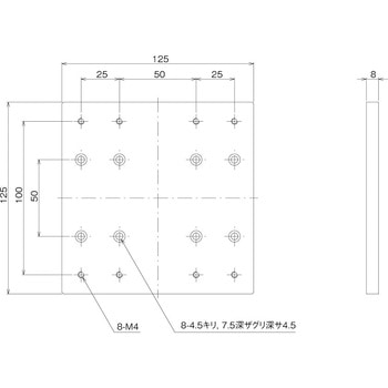 125mm×125mmステージ用スペーサ 中央精機