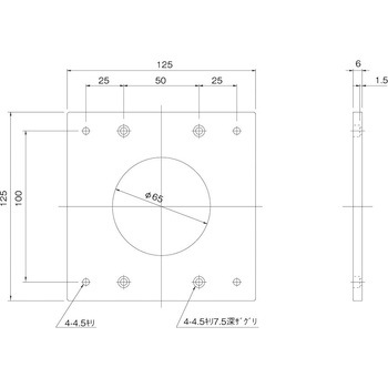 傾斜ステージ用下面スペーサ(125mm角用) 中央精機