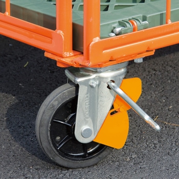 ブレーキサインプレート式キャスター(プレス製ゴム車)かご車用 TRUSCO