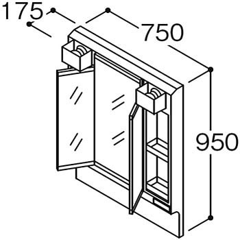 LDCF075BAGES1A/LMCF075B3GFC1G 洗面化粧台KEシリーズ(間口750mm)2枚扉