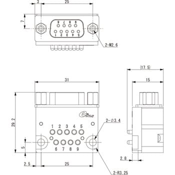 OX-DPS09A-I D-SUB&プローブコネクタ 1個 アインツ 【通販サイトMonotaRO】