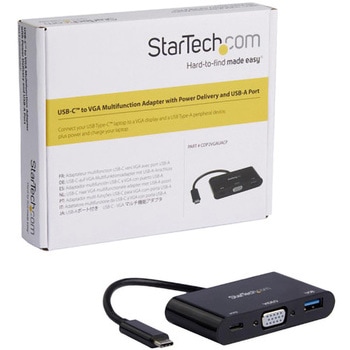 USB type-C接続VGA変換アダプタ USB PD対応 1x USB-Aポート StarTech.com