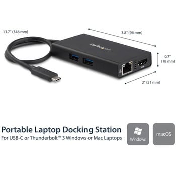 DKT30CHPD USB Type-C接続マルチアダプタ 4K HDMI対応 2x USB-Aポート