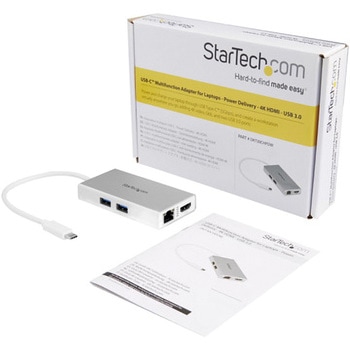マルチポートアダプター/USB-C/シングルモニター/4K HDMI/60W PD/ 2x USB-A ハブ/GbE/Thunderbolt 3 互換/ホワイト StarTech.com
