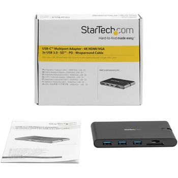 USB Type-Cドッキングステーション HDMI / VGA 3x USB 3.0 SD & micro SD カードスロット USB PD 3.0 本体にケーブル収納可 StarTech.com
