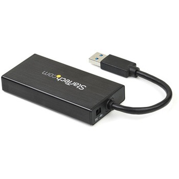 3ポートUSB 3.0ハブ付きギガビットEthernet対応有線LANアダプタ アルミ筐体 本体一体型ケーブル StarTech.com