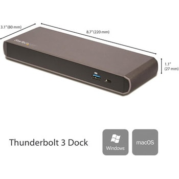 Thunderbolt 3 ドッキングステーション デュアル4Kモニタ対応 Mac/Windows対応 3x USB 3．0ポート