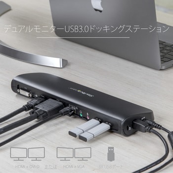 USB3SDOCKHDV ドッキングステーション/USB 3.0接続/デュアルモニター