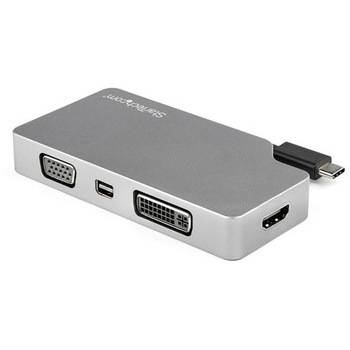 USB Type-Cマルチポート変換アダプタ スペースグレー 4イン1 USB-C - VGA/ DVI/ HDMI/ mDP 4K対応 StarTech.com