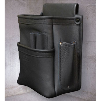 KB-201DDSP 腰袋2段総グローブ革フチ/総グローブ革テープ巻ブラック KB
