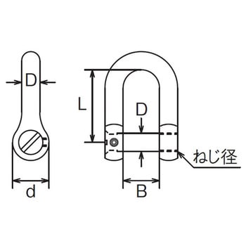 B-1486 ネジ止め沈みシャックル ステンレス製 1個 水本機械製作所