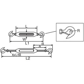 ステンレス製枠式ターンバックル フック&フックタイプ 水本機械製作所