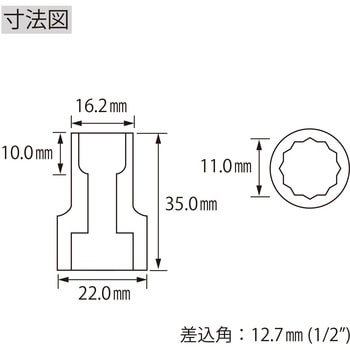 エビ ソケット 12角 差込角12.7mm ロブスター(ロブテックス)