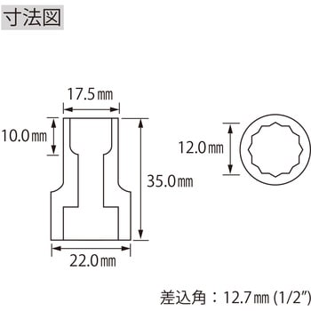 LM412 エビ ソケット 12角 差込角12.7mm 1個 ロブスター(ロブテックス