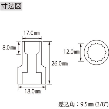 エビ ソケット 12角 差込角9.5mm ロブスター(ロブテックス)
