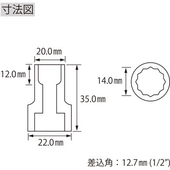 エビ ソケット 12角 差込角12.7mm ロブスター(ロブテックス)
