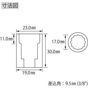 エビ ソケット 12角 差込角9.5mm ロブスター(ロブテックス)