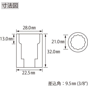エビ ソケット 12角 差込角9.5mm ロブスター(ロブテックス)