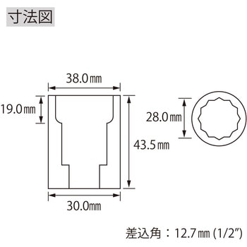 エビ ソケット 12角 差込角12.7mm ロブスター(ロブテックス)