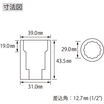 エビ ソケット 12角 差込角12.7mm ロブスター(ロブテックス)