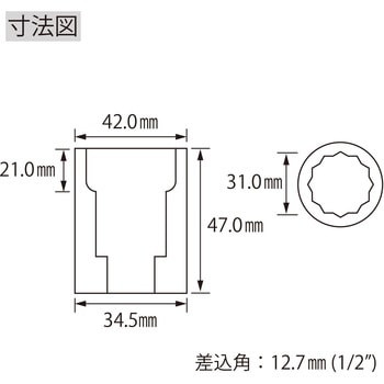エビ ソケット 12角 差込角12.7mm ロブスター(ロブテックス)