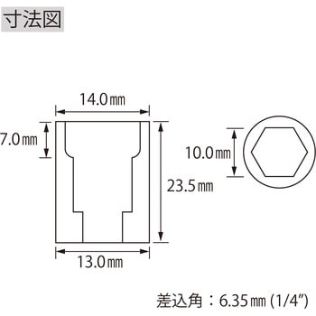 LM210S エビ ソケット 6角 差込角6.35mm 1個 ロブスター(ロブテックス