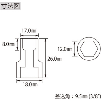 エビ ソケット 6角 差込角9．5mm ロブスター(ロブテックス)