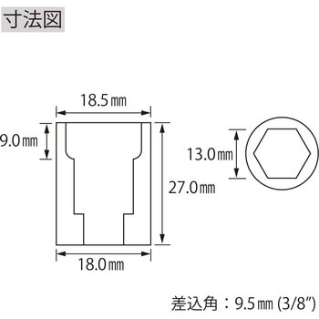 エビ ソケット 6角 差込角9．5mm ロブスター(ロブテックス)