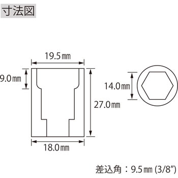 エビ ソケット 6角 差込角9．5mm ロブスター(ロブテックス)