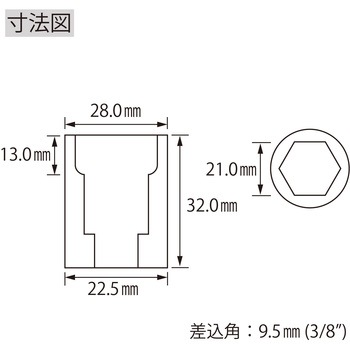エビ ソケット 6角 差込角9．5mm ロブスター(ロブテックス)