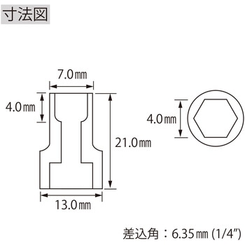 エビ ソケット 6角 差込角6.35mm ロブスター(ロブテックス)