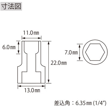 エビ ソケット 6角 差込角6.35mm ロブスター(ロブテックス)