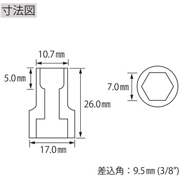 エビ ソケット 6角 差込角9．5mm ロブスター(ロブテックス)