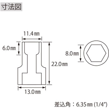エビ ソケット 6角 差込角6.35mm ロブスター(ロブテックス)