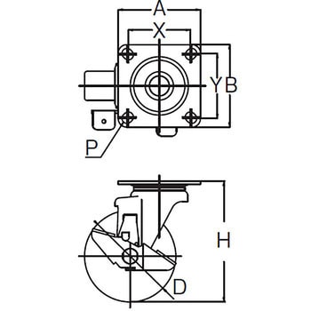 SUS-SJ-100GUS ナイロンホイールウレタンキャスター SUS-SJシリーズ