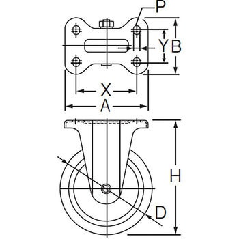 HAL-WK350X5 ノーパンク発泡ゴムタイヤ 固定車付 1個 ヨドノ 【通販