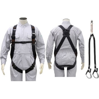 墜落制止用器具(フルハーネス安全帯) 伸縮ランヤード2丁掛セット 谷沢製作所
