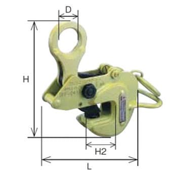 定番人気HOT摂仲e678 イーグルクランプ 形鋼横吊り用クランプ『G 0.5T』範囲0-20mm■ワイヤー・シャックル付き★2組セット！計1トン吊り バイス、クランプ