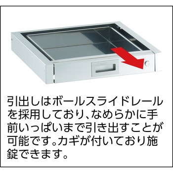 クリーンラビットワゴン SUS304・ハンドル・引出し付 スチール金具 TRUSCO