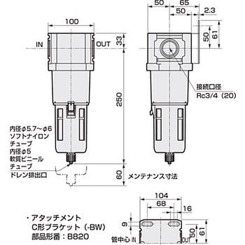 CKD エアフィルタ 白色シリーズ F8000-20-W-F1-BW 1点-