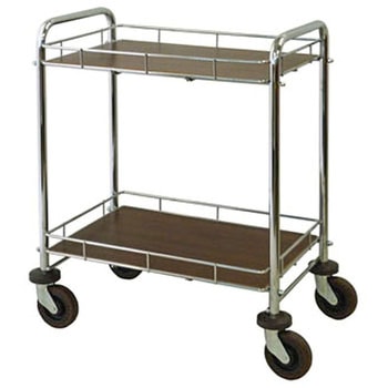 木目調サービスワゴン 2段 手すり・柵付 スギモト産業