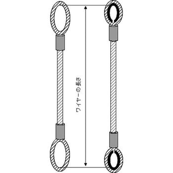 国産JISワイヤロープ ロック加工品(両アイ) 6×24 O/O(黒)2本組 1セット 