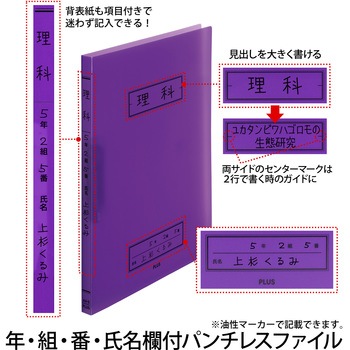 年組氏名 スクール パンチレスファイル PLUS(プラス)[文具]
