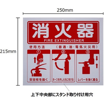 J0133 消火器使用法標識 セーフラン安全用品 寸法215×250mm J0133
