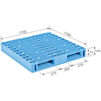 SK-R2-1111-4-BLL プラスチックパレット 三甲(サンコー) ブルー色 幅 