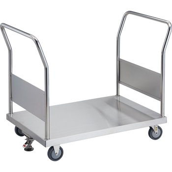 AS-1W-100DU-S オールステンレス両袖台車(固定ハンドルタイプ・ナイロンウレタン車輪) TRUSCO 39912864